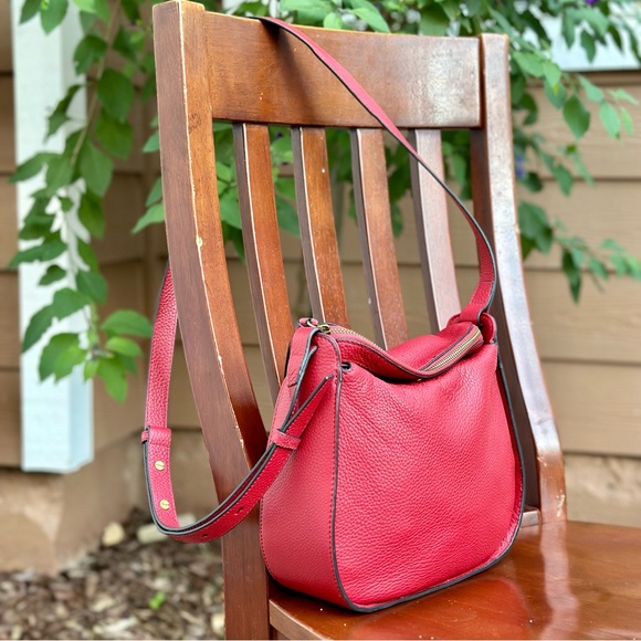 Vince Camuto Hayes Pebbled Leather HOBO Crossbody Bag - New Berry Color - Picture 9 of 15